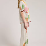 Tropical Knit Button Top