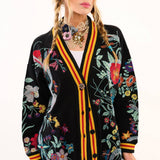 Hermione French Terry Cardigan | Floral Embroidered Jacket