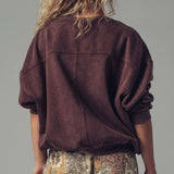 Crew Neck Comfort Washed  Spring Sweatshirt