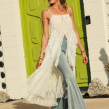 Ruffled Lace Flyaway Maxi Cami Top