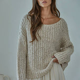 W2369 | Knit Sweater Cotton Polyester Oversized Top