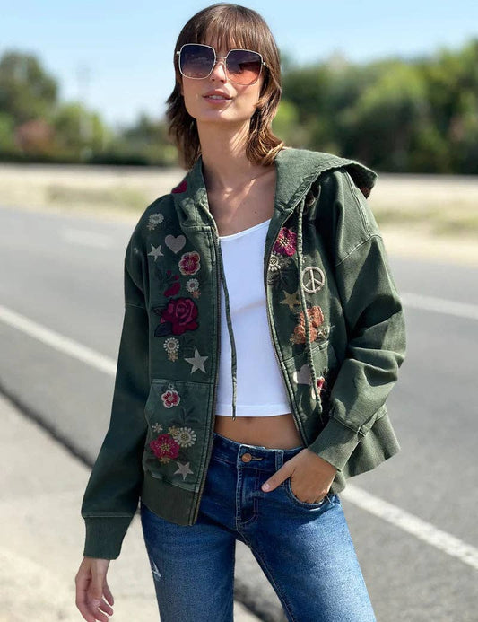 "Camp Happy" Green Hoodie