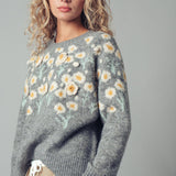 Daisy Embroidered Floral Knit Sweater
