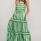Striped Tiered Maxi Dress