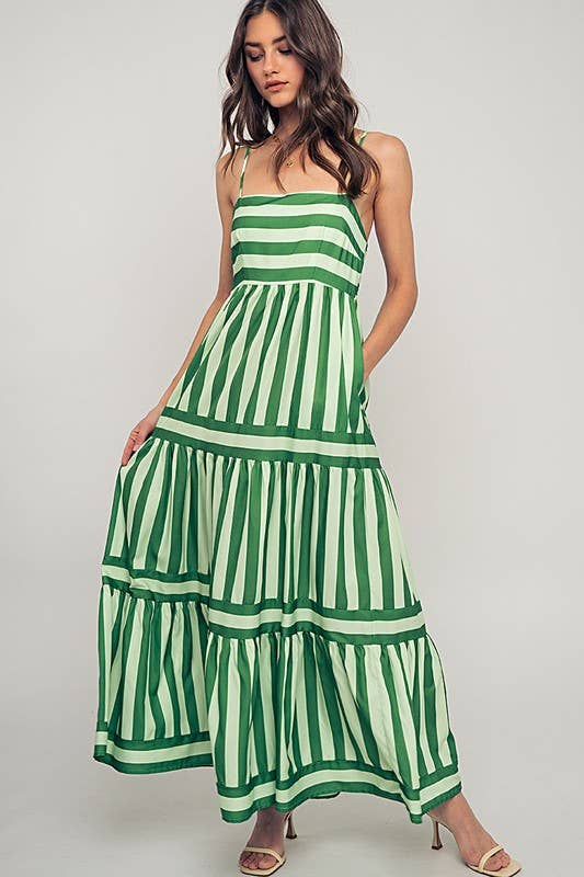 Striped Tiered Maxi Dress