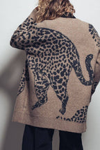 Animal Jacquard Long Knit Cardigan