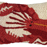 Red Lobster Hand Hooked Wool Throw Pillow