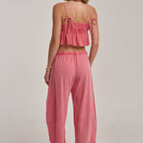 MINERAL WASHED GAUZE CAMI TOP AND BARREL PANTS CASUAL SET