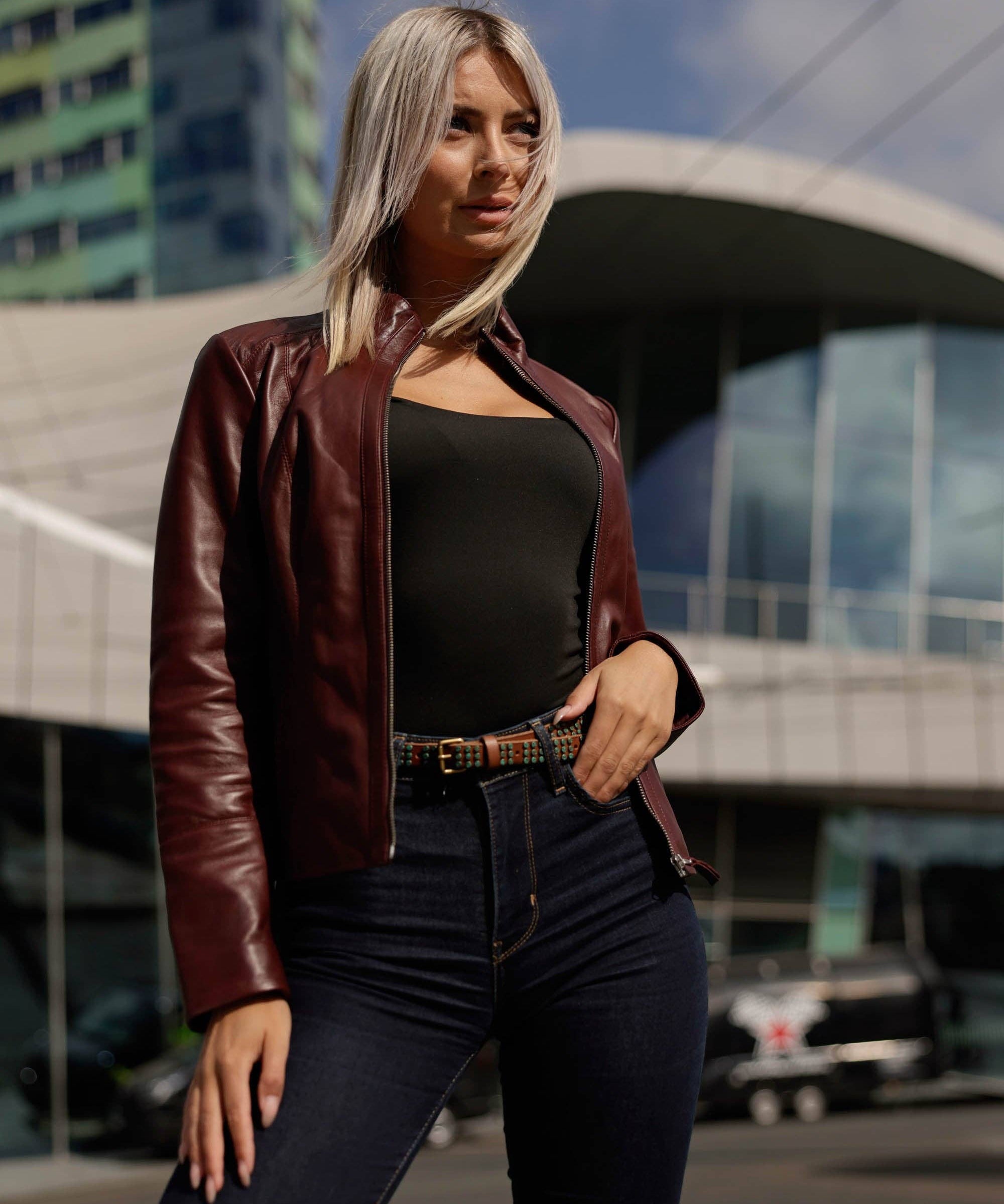 Azra | Leather Belt with Turquoise Patina Studs
