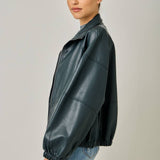 61652 Oversized Faux Leather Jacket