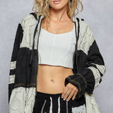 Black & Gray Stressed Seam Zip-Up