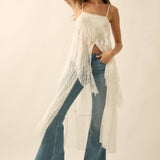 Ruffled Lace Flyaway Maxi Cami Top