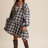 Plaid Drop-Waist Mini Dress
