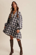 Plaid Drop-Waist Mini Dress