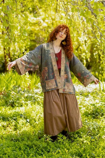 "The Messenger" Fleece Cottage Cardigan Jacket w/ Joan of Arc