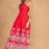 Scalloped Eyelet Embroidered Midi Dress