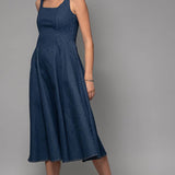 Denim A-Line Midi Dress
