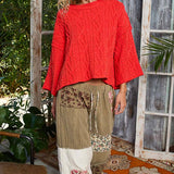 Round Neck Quarter Sleeve Cropped Sweater