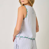 71071 Embroidered Pinstripe Tank Blouse