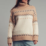Relaxed Fit Fair Isle Turtleneck Sweater