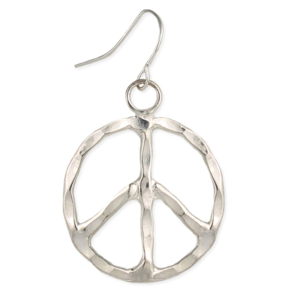 Woodstock Vibes Silver Peace Sign Earring