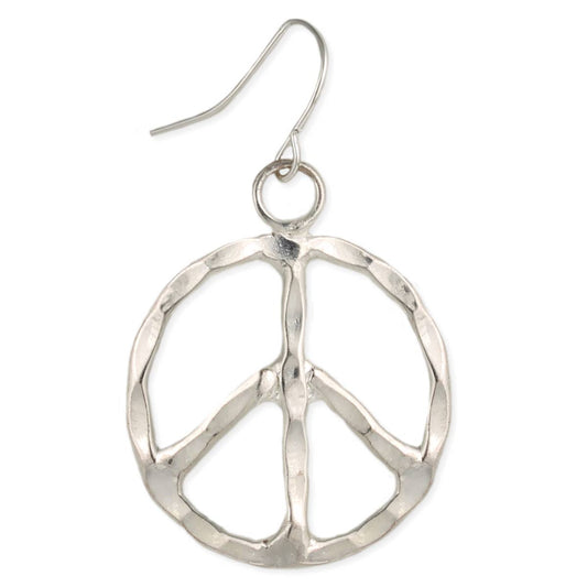 Woodstock Vibes Silver Peace Sign Earring