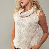 Sleeveless Cowl Neck Crochet Top
