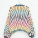 Rainbow Stripe Open Cardigan (Plus Size)