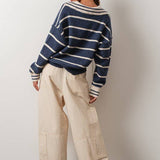 Marina Navy Blue V-Neck Pullover