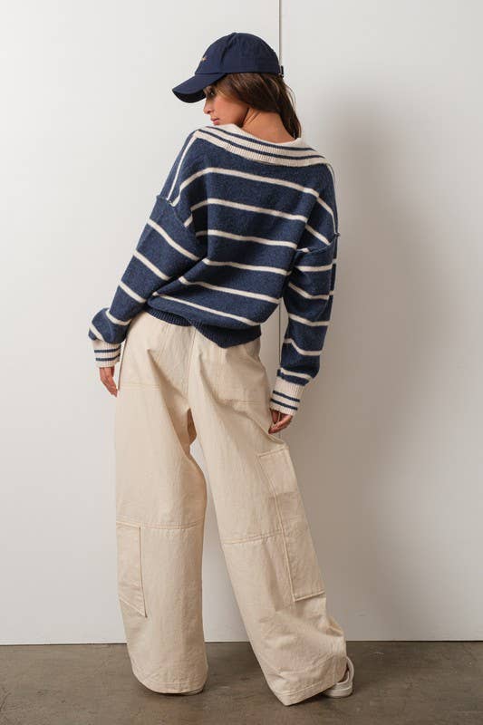 Marina Navy Blue V-Neck Pullover