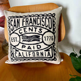City & State Postmark Vintage Postage Stamp Pillow