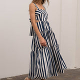 Ruffled Striped Midi Dress