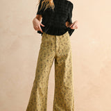 P4663ST   FLORAL PRINT STRETCHED PANTS