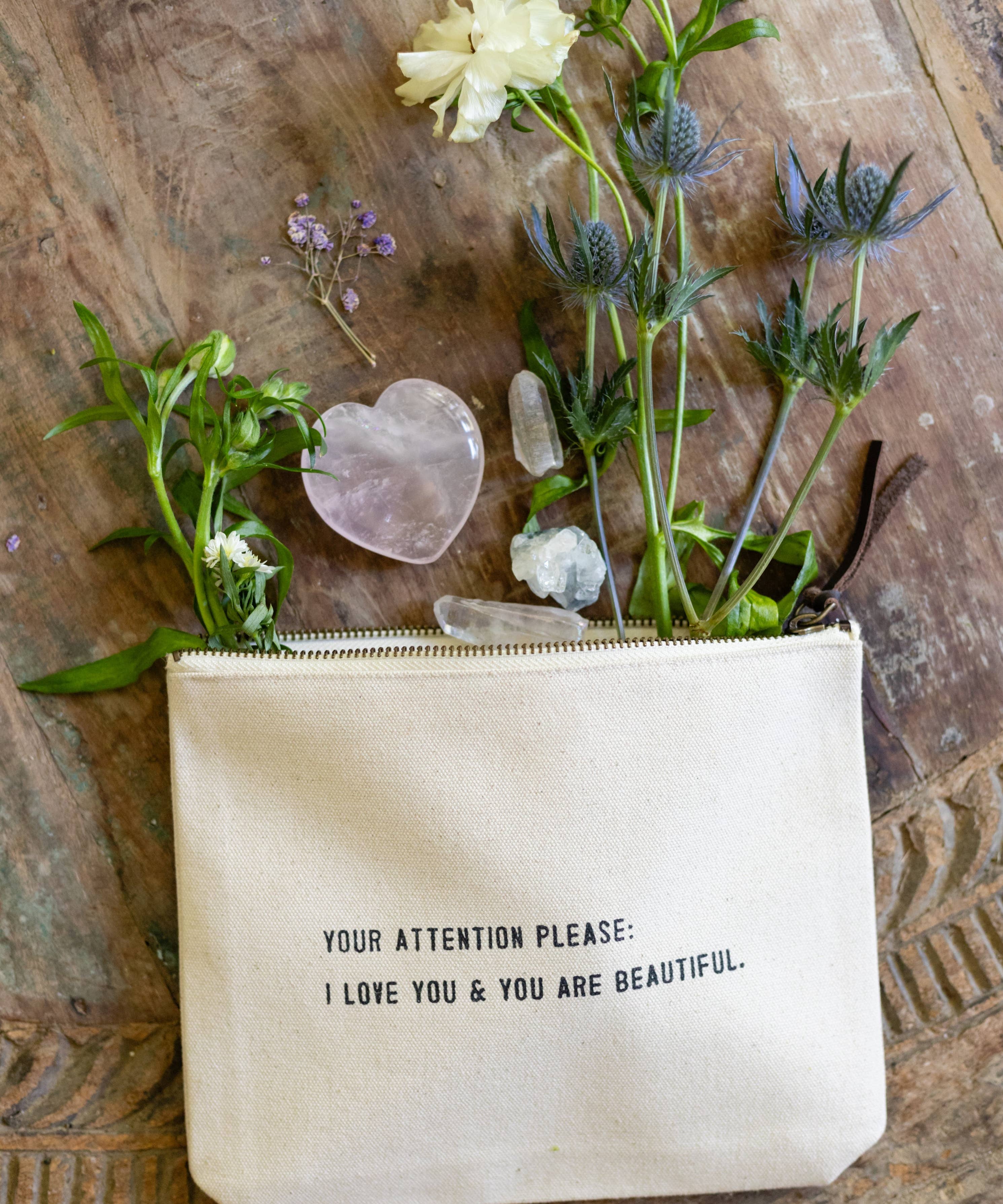 Your Attention Please Canvas Zip Bag 8.5"x7.5"