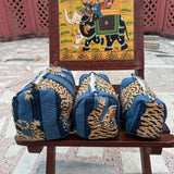 Tiger Print Cotton Quilted Makeup Bag