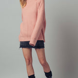 Relaxed Waffle Knit High Neck Sweater