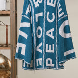 Colorblock Letter Print Cardigan