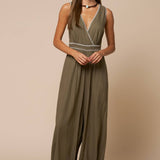 Summer Surplice Contrast Stitch Romper