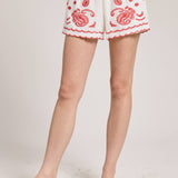 Embroidered Elastic Waist Shorts