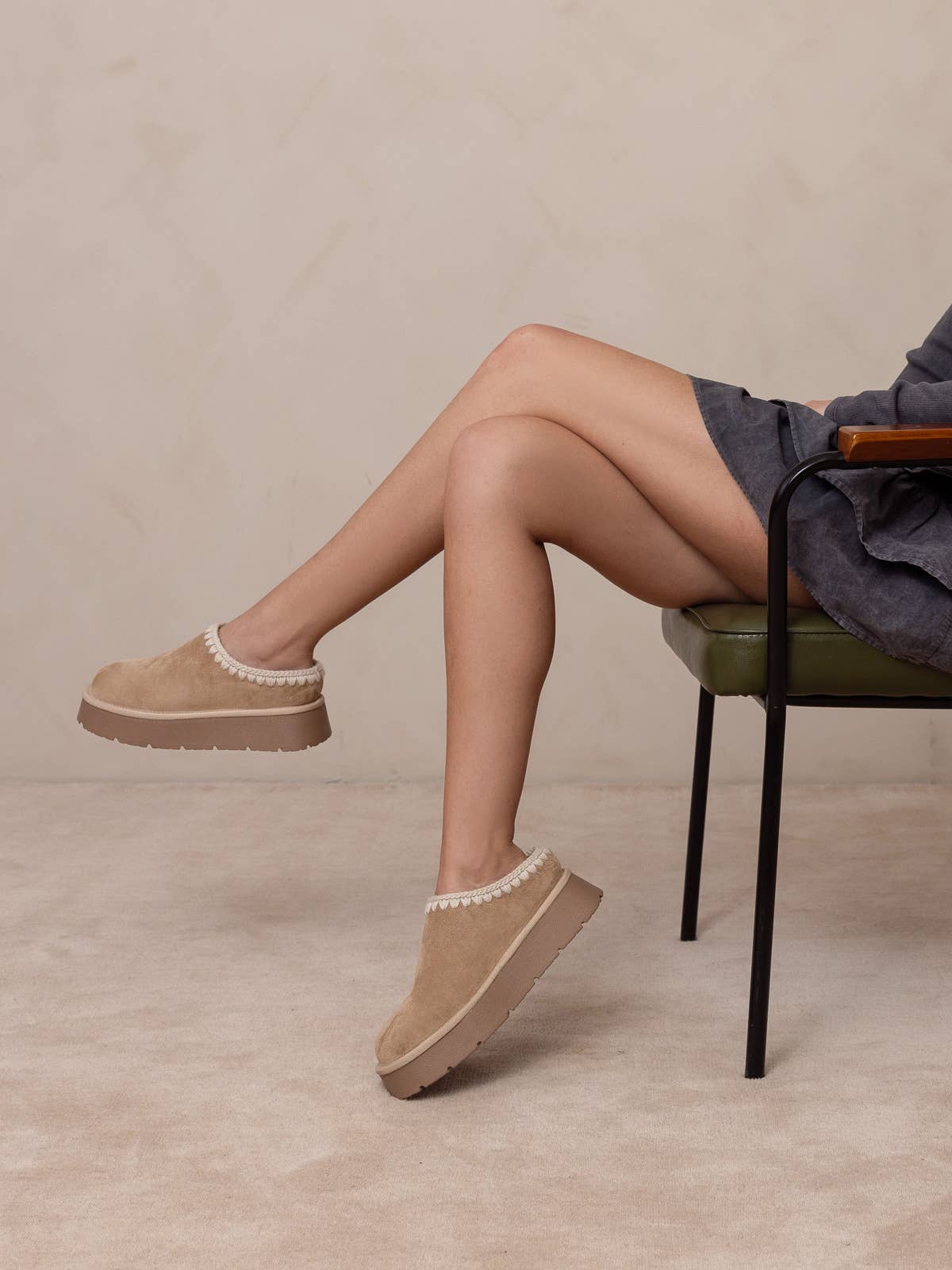 The Brandi | Almond Platform Slipper