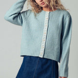 Lace Trim Wool Blend Cardigan