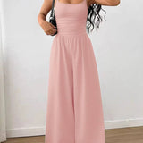 Cross Strap Halter Neck Backless Wide-Leg Jumpsuit