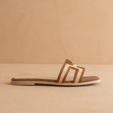 The Ena | Brown H Cutout Raffia Slide