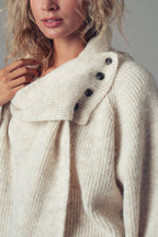 Detachable Scarf Ribbed Knit Sweater Top