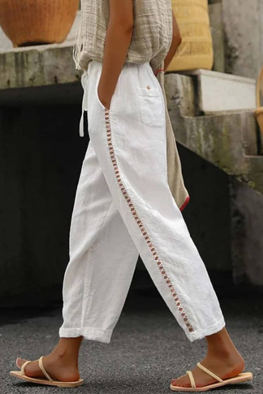 Casual Lace Cutout Niner Pants