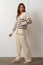 Ivory & Navy Striped Cardigan