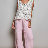 Solid Adjustable Drawstring Waist Casual Sweater Pants