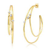 High Low Double Hoop And CZ Earrings