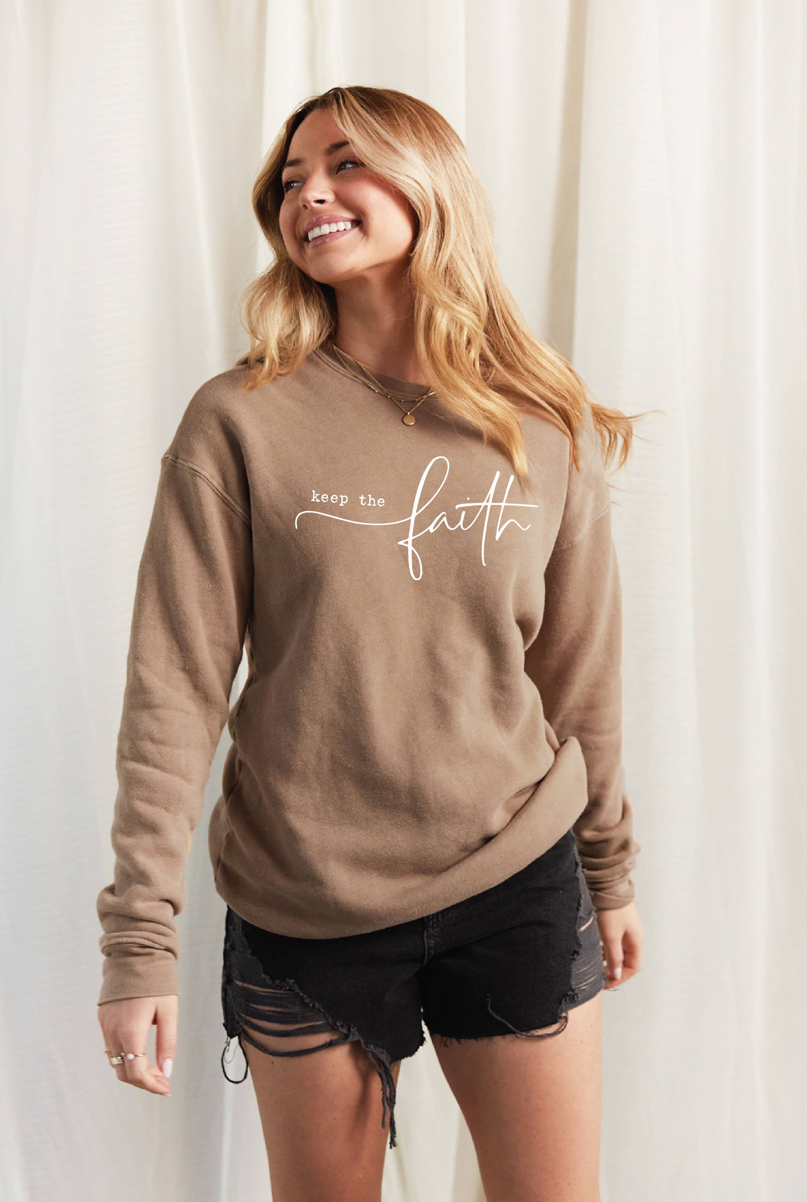 "KEEP THE FAITH" Graphic Sweatshirt