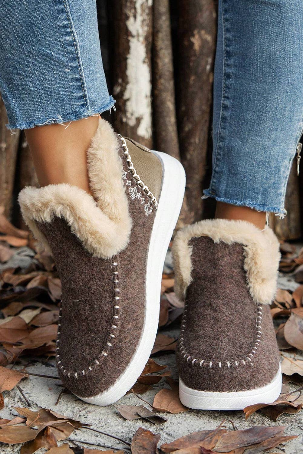 Suede Plush Lined Anklet Boots